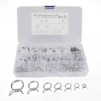 

75Pcs/set Automobile Double Wire Fuel Line Silicone Hose Tube Spring Clips 6.7-Φ23 Clamp Assortment Kit Car Accessories