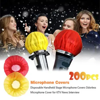 

200pcs Microphone Hygiene Cover Odor Removal Disposable Mike Sponge Environmental Protection Words Simple Non-woven Fabric