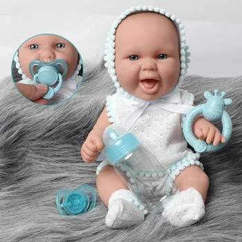 

30CM full body soft silicone Reborn baby Doll toys 12 inch Boneca Feeding bottle Realistic bebe newborn Doll for toys kids gifts