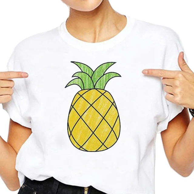 ERNESTNM High Quality Pineapple Printed Women T-shirt Breathable Short Sleeve Female Tops Soft Round Neck Ladies Clothes | Женская