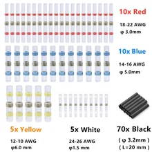 100Pcs Mixed Heat Shrink Wire Connectors Solder Sleeves Waterproof Butt Terminals Crimp Connector Soldar Cable Electrico