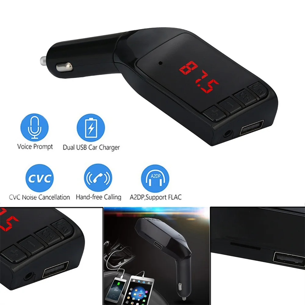 Автомобильный MP3-плеер, беспроводной Bluetooth, fm-передатчик, Hands-free, автомобильный комплект, аудио, lcd, mp3 модулятор, SD, MMC, USB, 2,4-3A, USB, автомобильное зарядное устройство