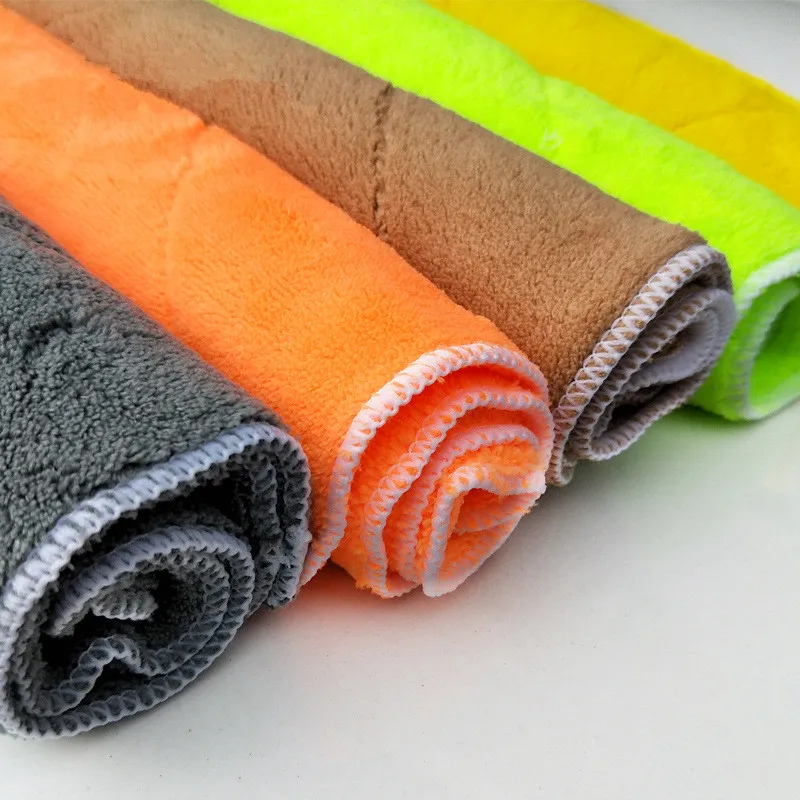5Pcs Double-sided Double-layer 25*25CM Coral Velvet Cleaning Car Towel Thickening Absorbent Lint Cleaning Car Wash Towel