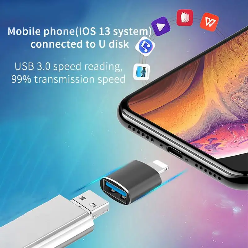 OTG USB Adapter Lighting Male to USB3.0 iOS 13 Charging Adapter For iPhone 12 11 Pro XS Max XR X 8 7 6s 6 Plus iPad Adapter