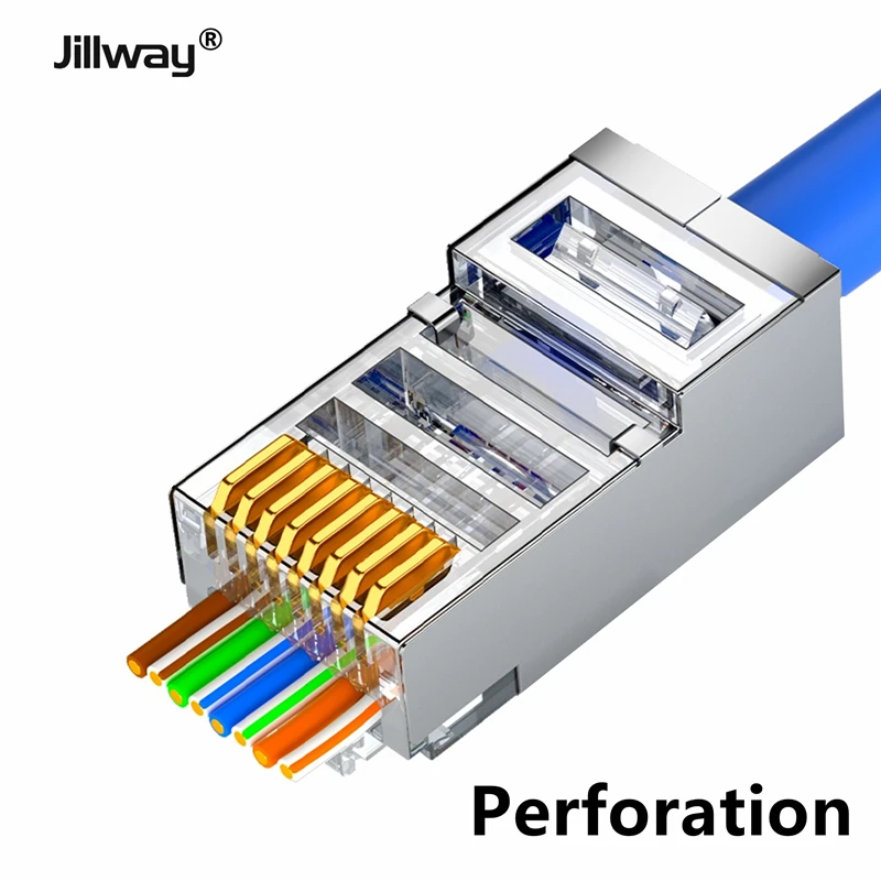 Разъем Jillway RJ45 Cat5e Cat6 Cat7 сквозное отверстие кристальная головка 8 контактов