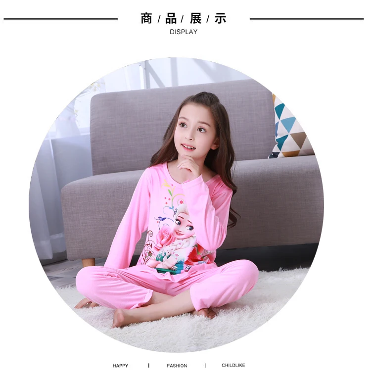 Children Cartoon Pajamas Sets Girls Long sleeve Princess print cute pajamas Baby Sleepwear Pijama Infantil Homewear Loungewear