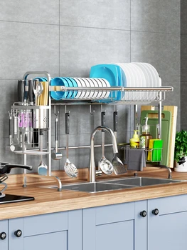 

304 stainless steel sink rack kitchen shelf table multi-layer drain rack