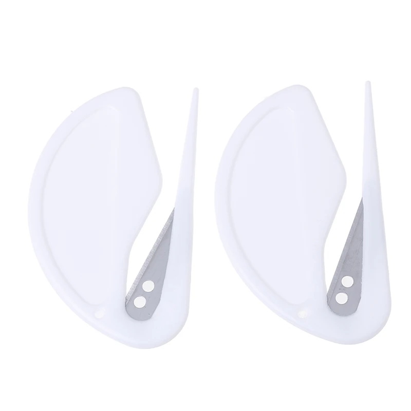 2pcs Mini Sharp Letter Envelope Opener Safety Papers Guarded Cutter Blade Office Supplies Plastic Letter Opener