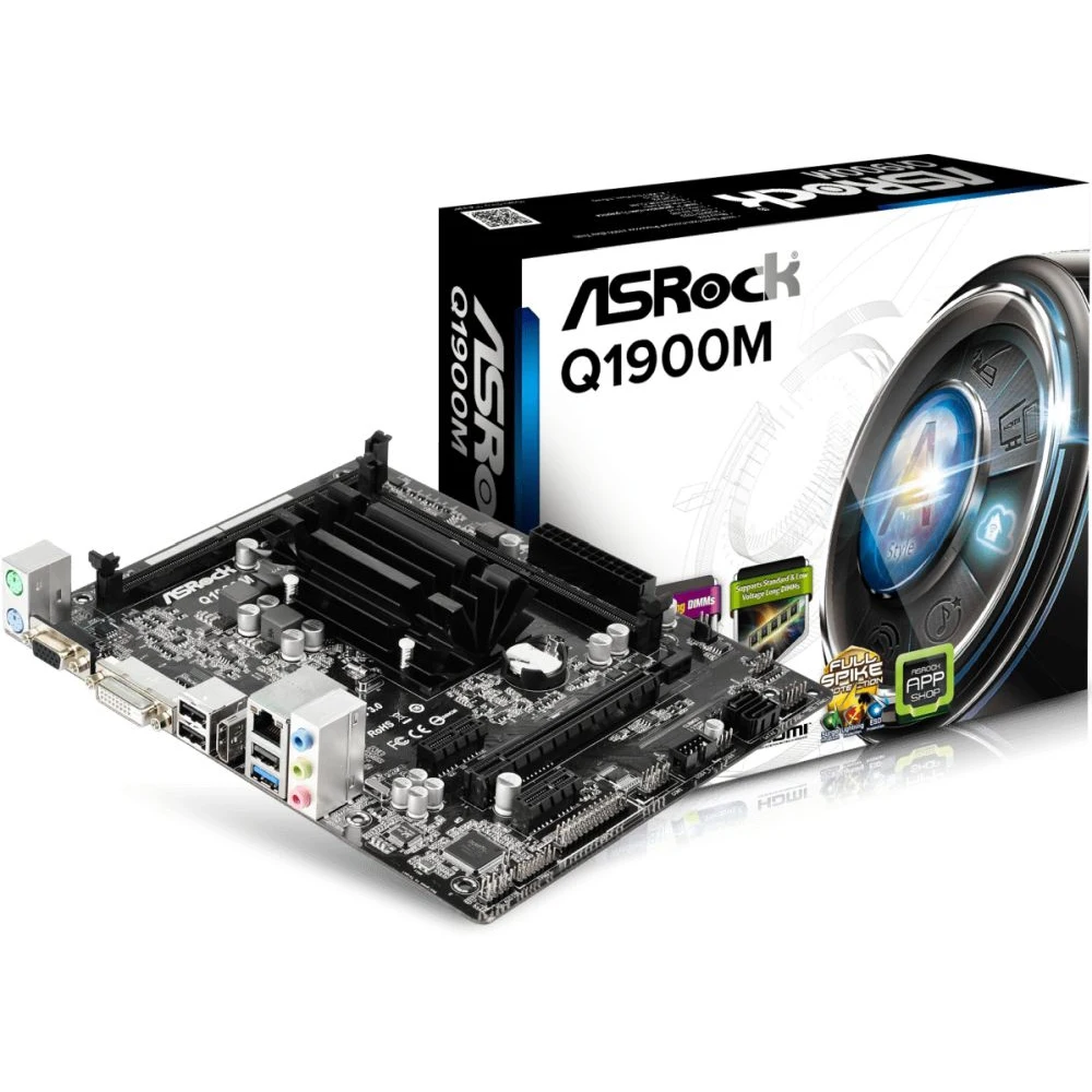 Motherboard ASRock Q1900M mATX AC'97 8ch(7.1) GbLAN+ VGA+ DVI+ HDMI