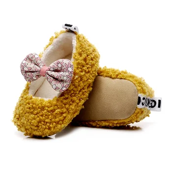 

Teddy Cashmere Baby Shoes Bow Baby toddler shoes Wool Tight Cotton Shoes Soft Hard Sole Toddler Shoes Newborn Baby Shoes Girls