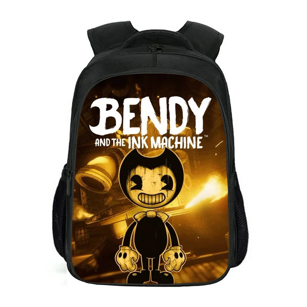 

Double Layer Backpack Bendy and the Ink Machine Pattern Kids Backpack Cartoon Design School Bag Cute Mochila Infantil Ralph Bag