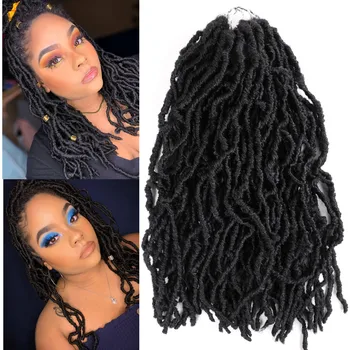 

18 36 Inch Curly Nu Locs Crochet Hair Synthetic Ombre Braiding Hair Extenssion For Black Women 20 Strands Goddess Faux Locs
