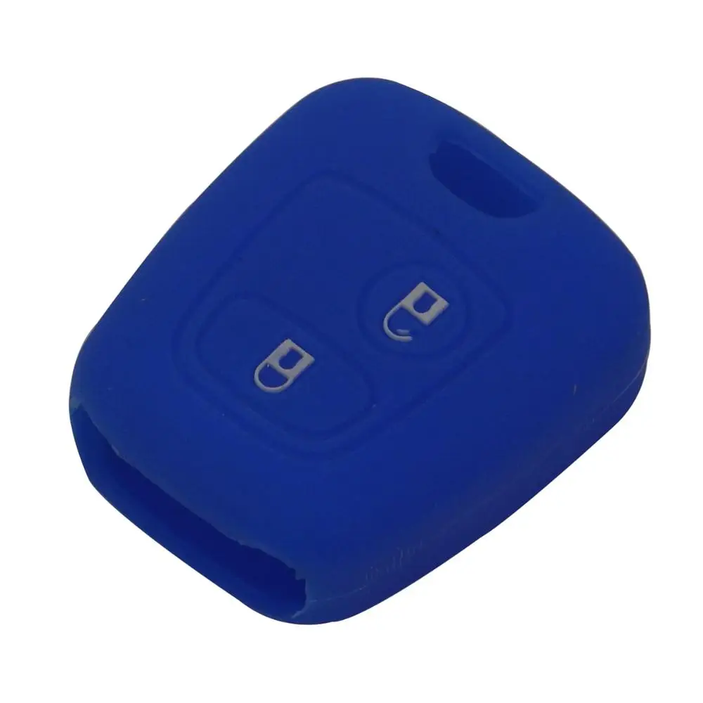 blue 10 шт. jingyuqin силиконовый чехол для ключей от машины крышка брелок для Citroen C1 C2 C3 Pluriel C4 C5 C8 Xsara Picasso для peugeot 206 307 207 408 - Название цвета: blue