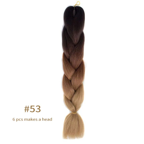 Synthetic jumb Braids Ombre Braiding Hair Extension Box Braid Hair Pink Purple Yellow Golden Colors hair 24inch kanekalons hair B53