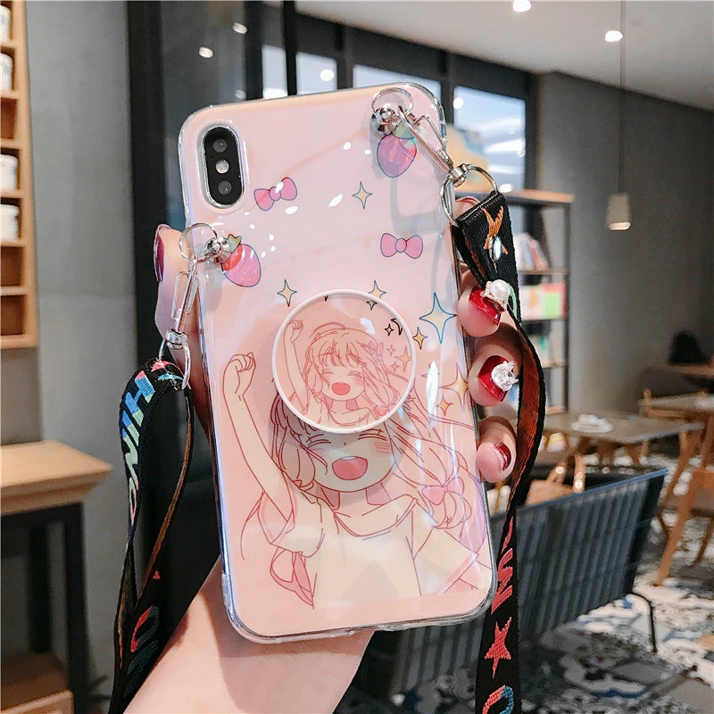 Бежевый Для iphone 11 pro max милый Сейлор Мун Даффи медведь Единорог Мягкий чехол для iphone XS max XR X 8 plus 6 7 Чехол+ подставка+ ремень - Цвет: Бежевый