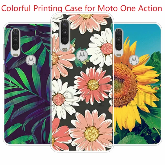 ТПУ чехол для Motorola Moto One Action с магнитом мультфильм печать смешанные модели и