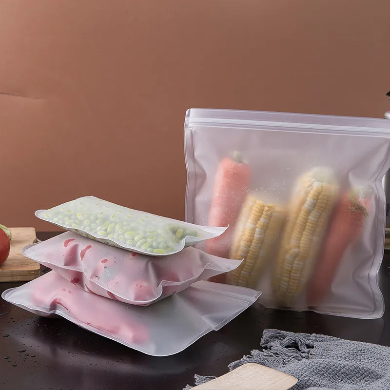

3 Sizes Food Sealing Storage Bag Reusable Refrigerator Fresh Snack Bag Clear EVA Fruit Vegetable Moisture-Proof Ziplock Bag