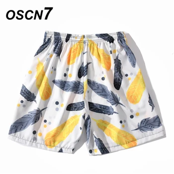 

OSCN7 Casual Streetwear Hawaii Print Oversize Beach Board Shorts Men 2020 Summer High Street Bermuda Short Pants Women BM21