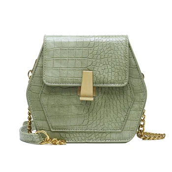 

Fashion solid leather crocodile hexagonal women's Shoulder Messenger Bag purses and handbags sac femme crossbody bags for women