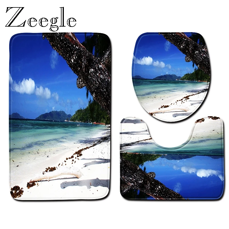 Zeegle Bathroom Mat Set U Shape Bathroom Carpet Non-Slip Bath Mat Toilet Foot Rug High Water Absorbent Bath Rug Modern Area Rug