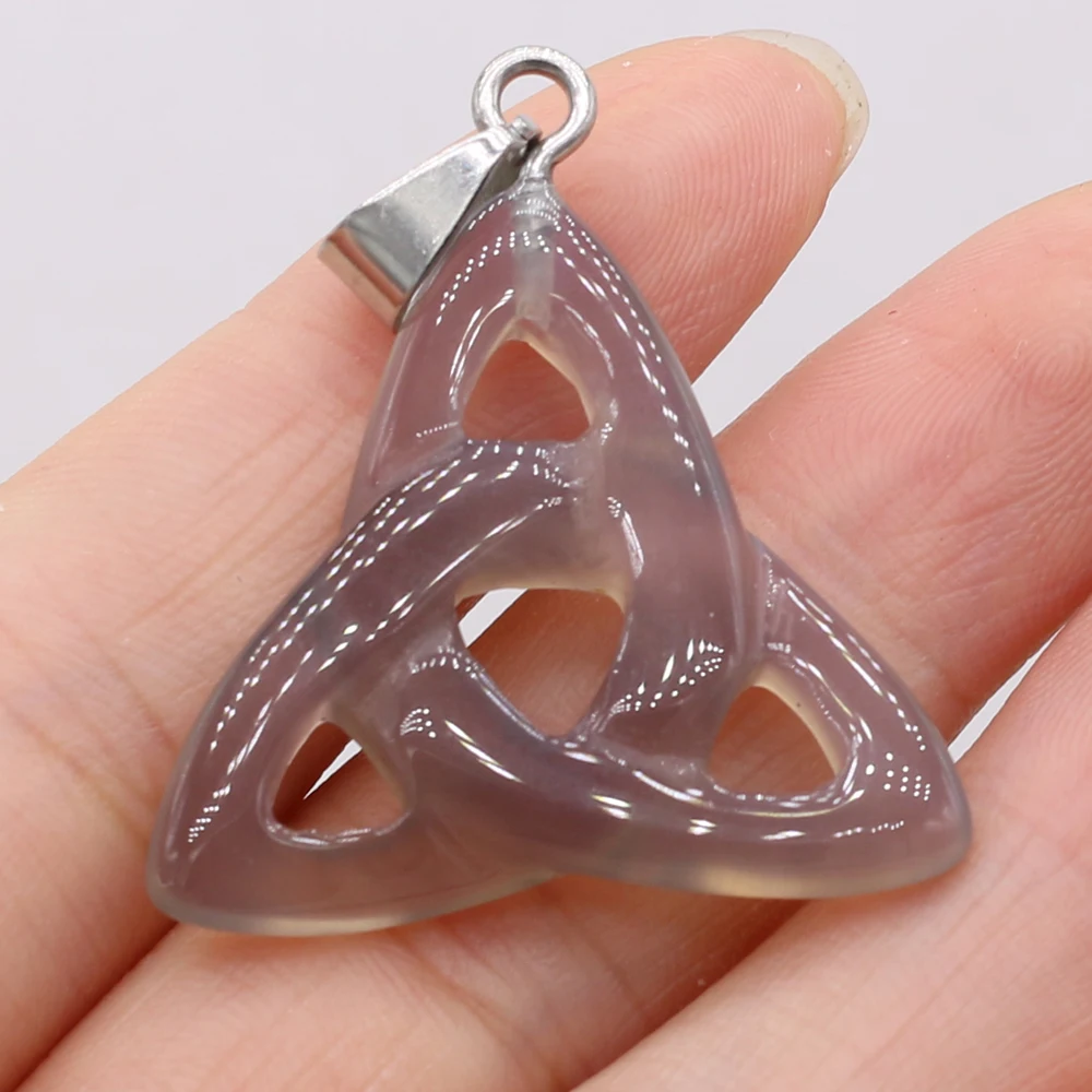 Triquetra Symbol Natural Stone Pendants Celtics Knot Agates Crystal for Jewelry Making DIY Women Necklace Earrings Crafts