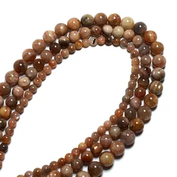 

DIY Natural Rare Gray Red Sunstone Color is Gray Moonstone and Sunstone co-exist Ore Roun Stone Beads For Jewelry Making