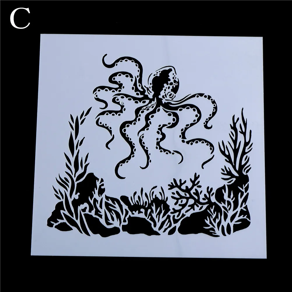1Pcs Seaweed Squid DIY Craft Hollow Layering Stencils For Wall Painting Scrapbooking Stamping Album Decor Embossing Paper Card