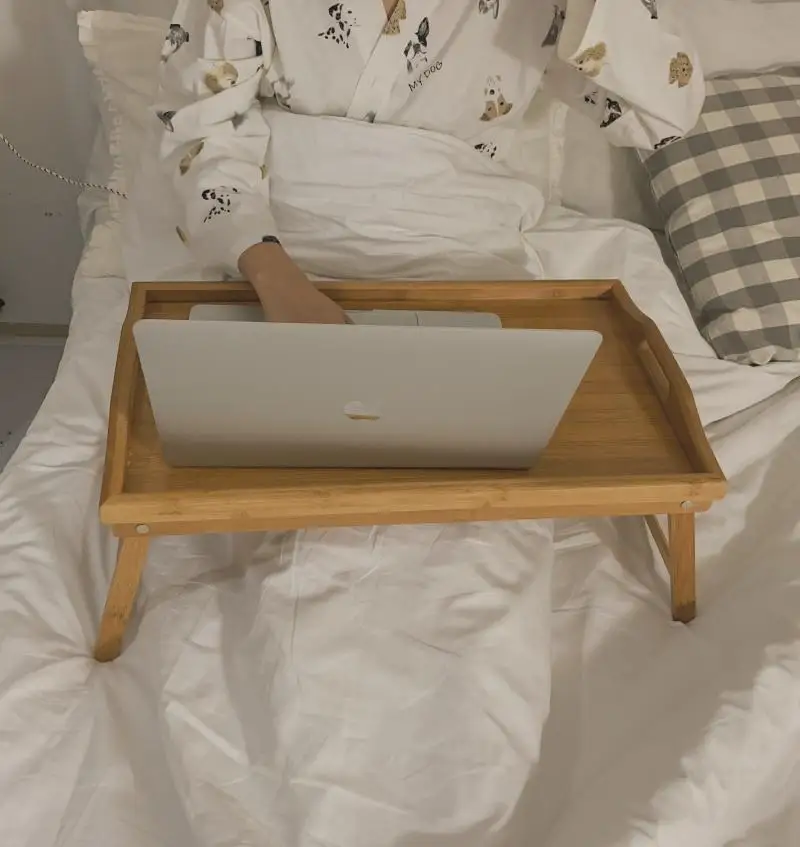 Pipishell Plateau de lit en bambou avec pieds pliables, plateau de  petit-déjeuner pour canapé, lit, manger, travail, utilisé comme plateau de