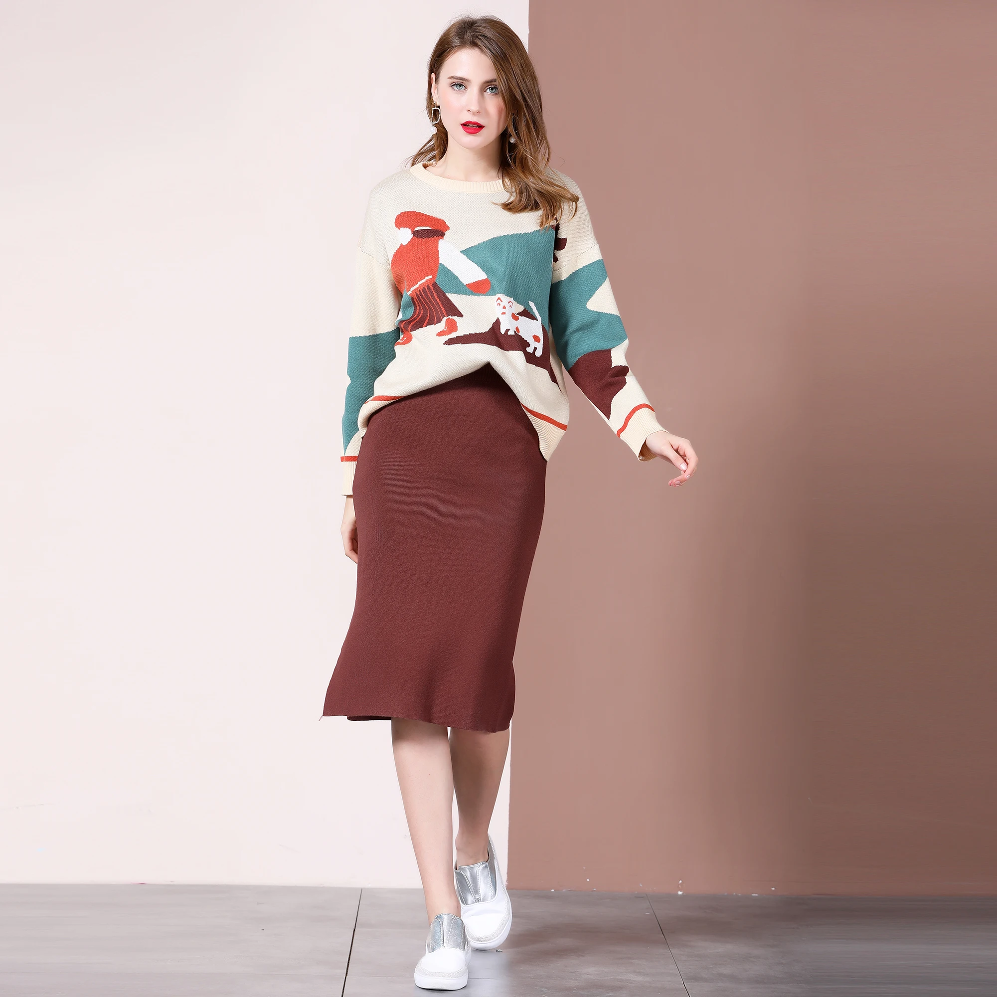 Женская одежда трикотажное платье для женщин высококлассные элегантные костюмы