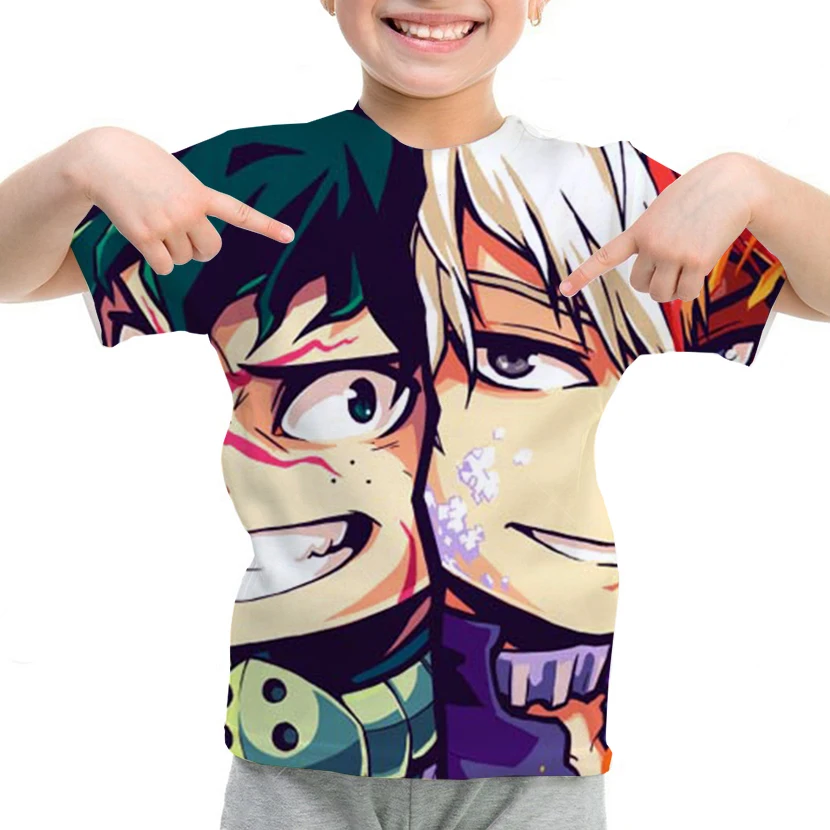 

Izuku Midoriya T Short My Hero Academia T Shirt 3D Print Tops Short Sleeve Girls Children Kids Harajuku Streetwear Print Tops