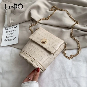 

LUCDO Fashion Womens Bags PU Leather Chain Stone Pattern Messenger Bags Women Bolsa Masculina Sac Femme Bolsas Feminina