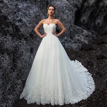 

Strapless Wedding Dress Lace Tulle Elegant Bridal Gown A Line Corset Back Customizable Floor Length Vestido De Noche Fiesta 2022