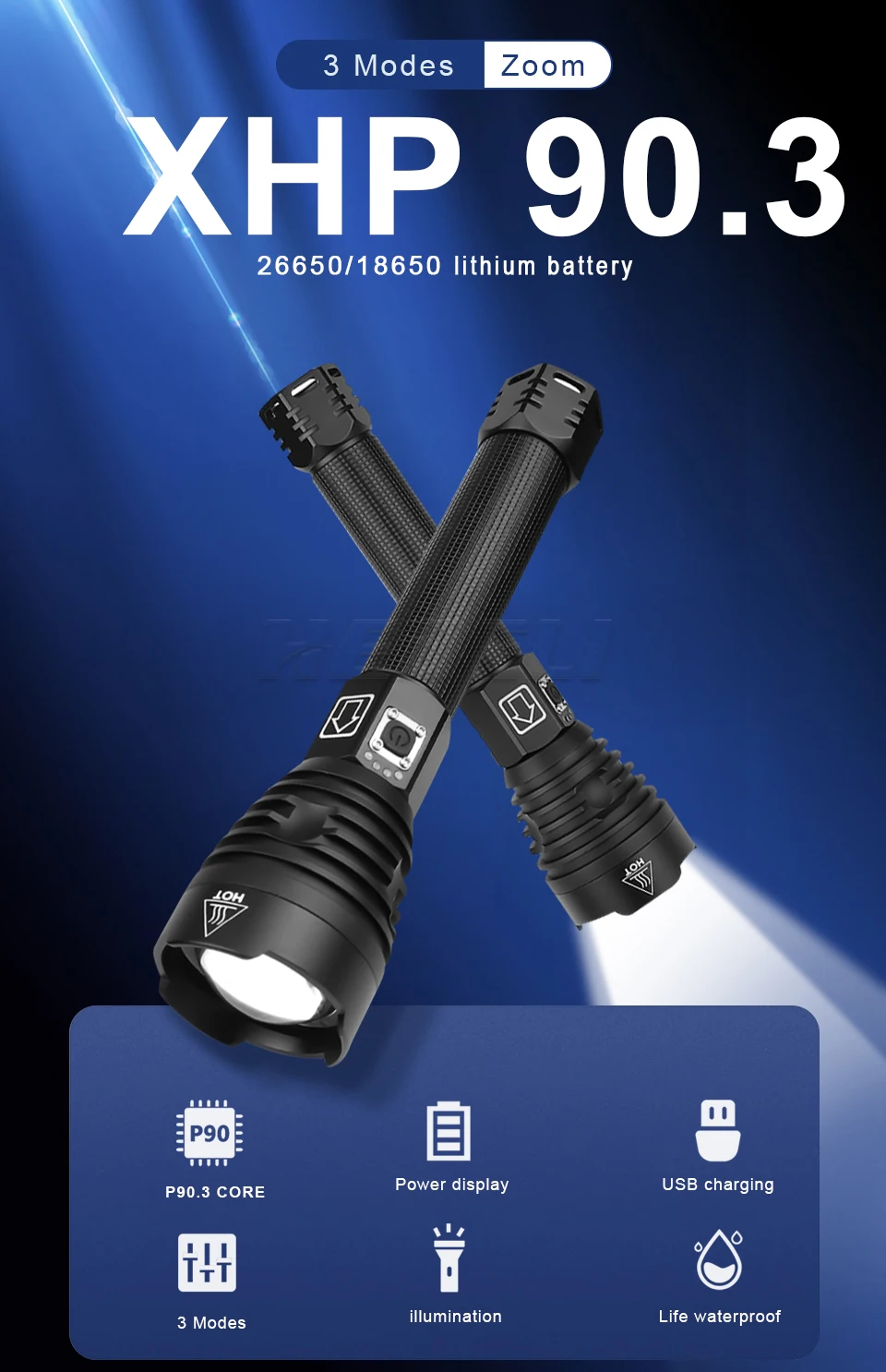 

Мощные фонарики, XHP 90,3 XHP 70,2, супер яркие фонарики, USB Перезаряжаемый зум, тактические фонарики