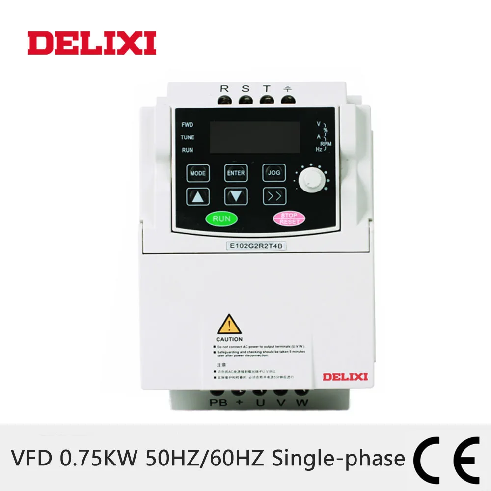 

DELIXI Variable Frequency Converter for Motor Speed Control AC 220V 0.75KW single phase 50HZ 60HZ Adjustable frequency inverter