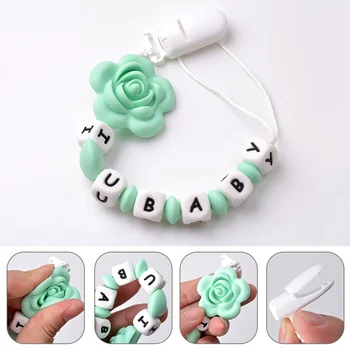 

Baby Pacifier Clips Holder For Nipples Infant Baby Teething Leash Strap Cute Flower Silicone Pendant Beads Clip Chains