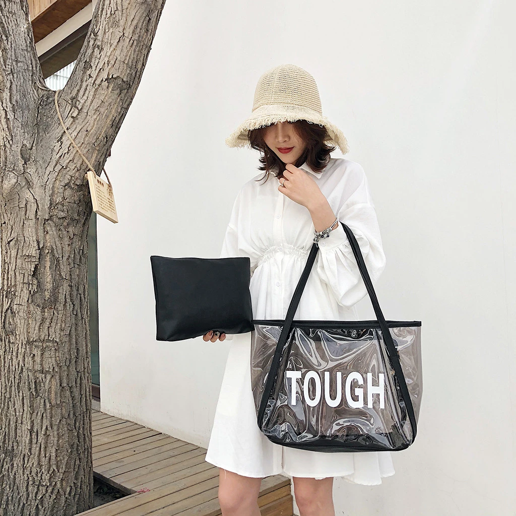 Clear Transparent PVC Shoulder Bags Women Candy Color Jelly Bags Purse Handbags Beach Travel Crossbody Shopping Totes 821