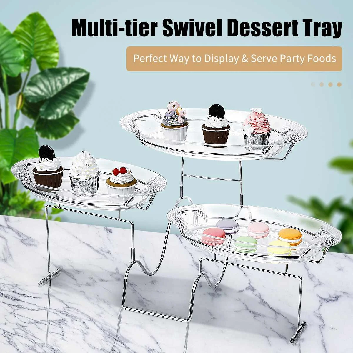 

Cake Tools 3 Trays Cupcake Stand Dessert Display Holder Snack Plate Container Home Wedding Decorations New Year Christmas Party