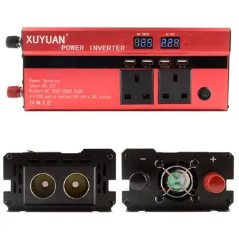 

Peak 6000W LED diaplay Car Power Inverter Converter Charger Adapter Modified Sine Wave with 4 USB Port & 2 Plug