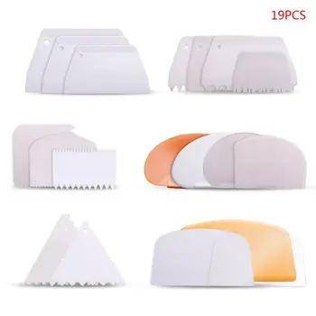 

19pcs/set Cake Cream Scraper DIY Decorating Fondant Pastry Cutters Bakeware Tool for scraping cream on cakes
