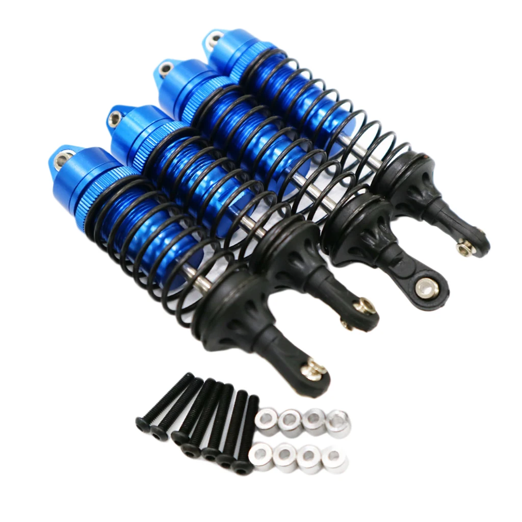 Assembled Aluminum Front & Rear Shocks Absorber Parts for 1/10 RC Car Traxxas Slash 2WD, 4 Pieces - Blue