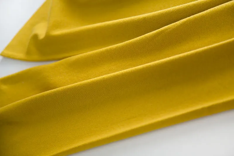 Shuchan шерстяные трикотажные широкие брюки Осень Зима теплые брюки женские эластичные с высокой талией однотонные плоские длинные желтые
