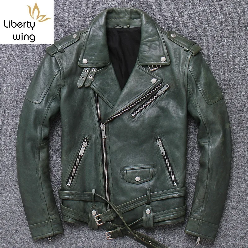 

Brand Men 100% Real Leather Motorcycle Biker Jacket Fashion Lapel Zipper Sheepskin Short Coat Spring Slim Fit Outerwear S-3XL