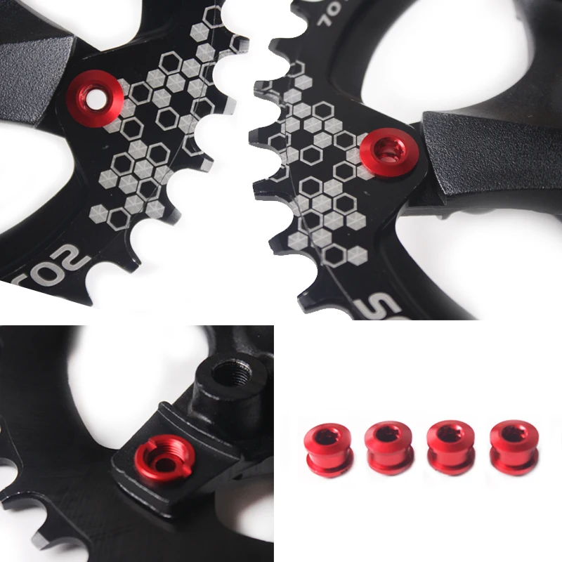 Bicycle Chainring Bolt Aluminum Alloy 6.5/8.5mm 4pc