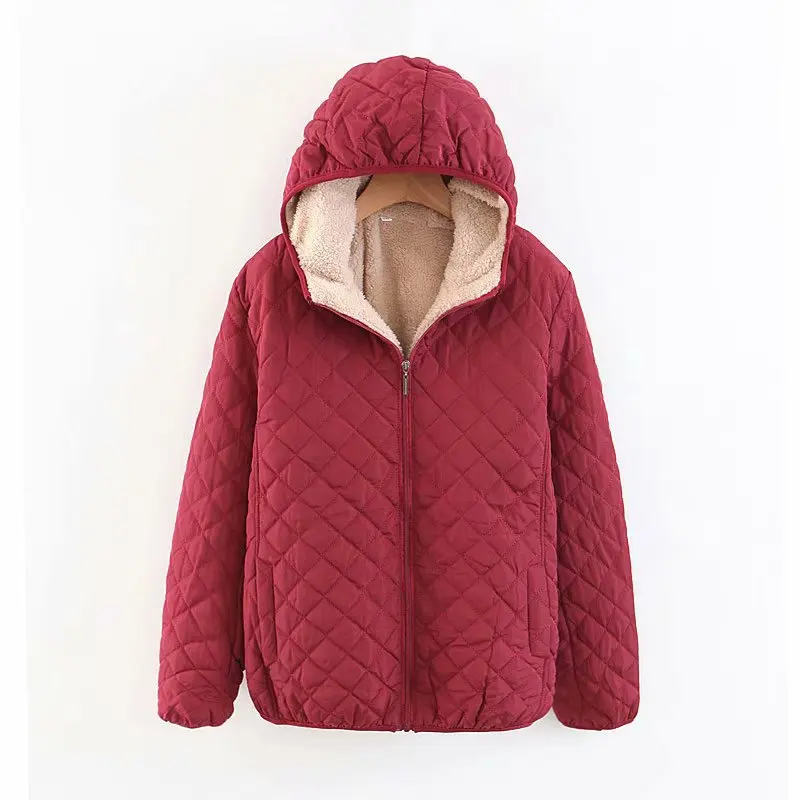 C1532-Korean-style женская одежда 19 зимние новые продукты яркие цвета стеганые маленькие ромбы на молнии с капюшоном хлопчатобумажная стеганая одежда