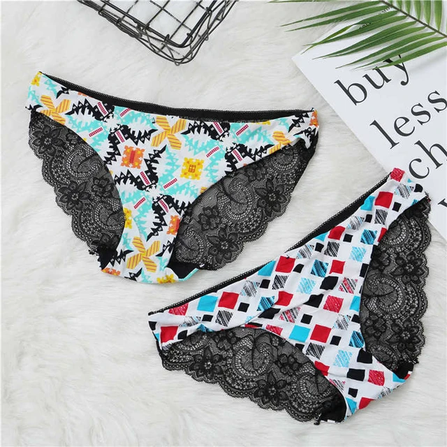 Women Sexy Lace Pantie Cotton Seamless Breathable Leopard Sexy