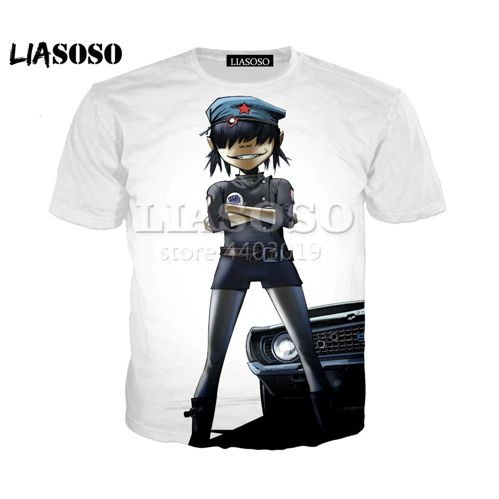 As shown 2 LX2019 3D принт новая музыкальная группа Gorillaz женская мужская верхняя одежда Casusl модная летняя футболка с круглым вырезом - Цвет: As shown 2