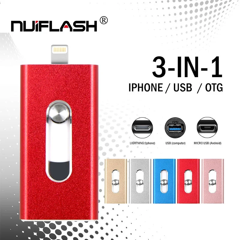 3 в 1, 128 ГБ, 64 ГБ, 32 ГБ, 16 ГБ, 8 ГБ, металлический USB 3,0, OTG, iFlash Drive, HD USB флеш-накопители для iPhone, iPad, iPod и Android Phone