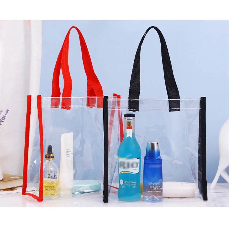 Bolsas mano transparentes de PVC, bolso de gran capacidad, impermeable, para lavado cosméticos, embalaje de regalo, L XL de compras| Bolsas para compras| - AliExpress