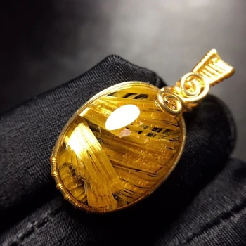 

Certificate Natural Gold Rutilated Quartz Wealthy Pendant 23.3*17.7*10mm Water Drop Crystal Fashion Pendant Jewelry AAAAAA