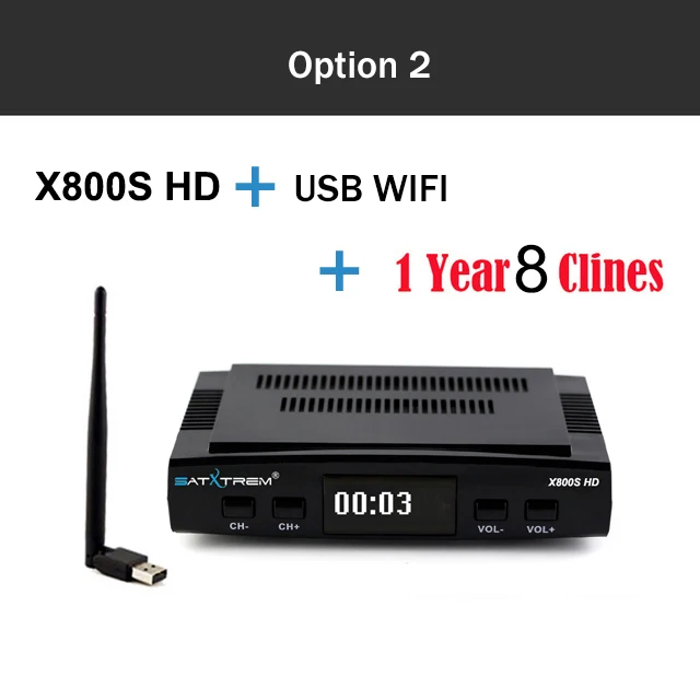 Спутниковый декодер TV приемника satxtrem X800S HD DVB-S/S2+ USB инъекций приемное устройство с 8 линий Европа учётную запись CCCam powervu - Цвет: WIFI With CCCAM